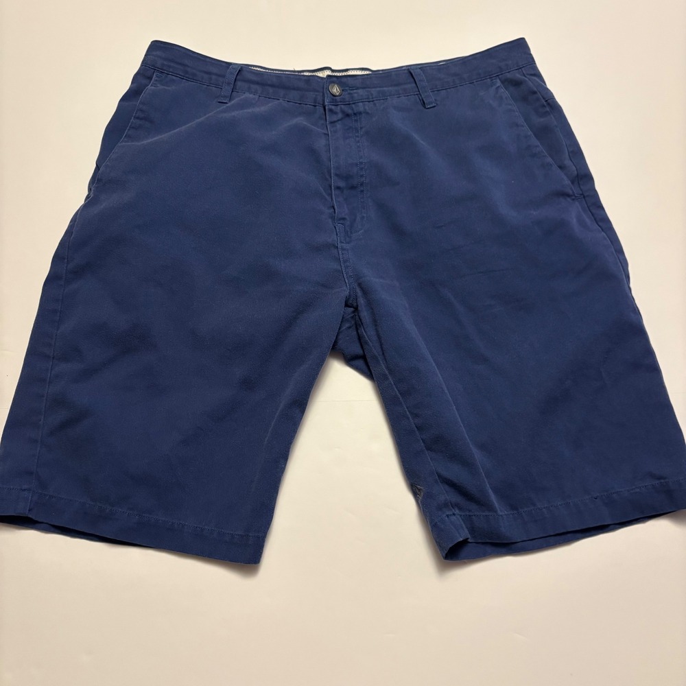 Volcom Monty Shorts Mens 36 Blue Chino Cotton Blend Skateboard Casual 0681
